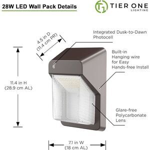 Tier One NIB LED Wall Pack 3000 Lumens